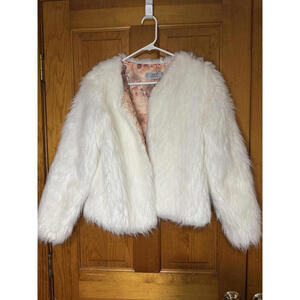 Women's White Faux Fur Jacket by Gutisha